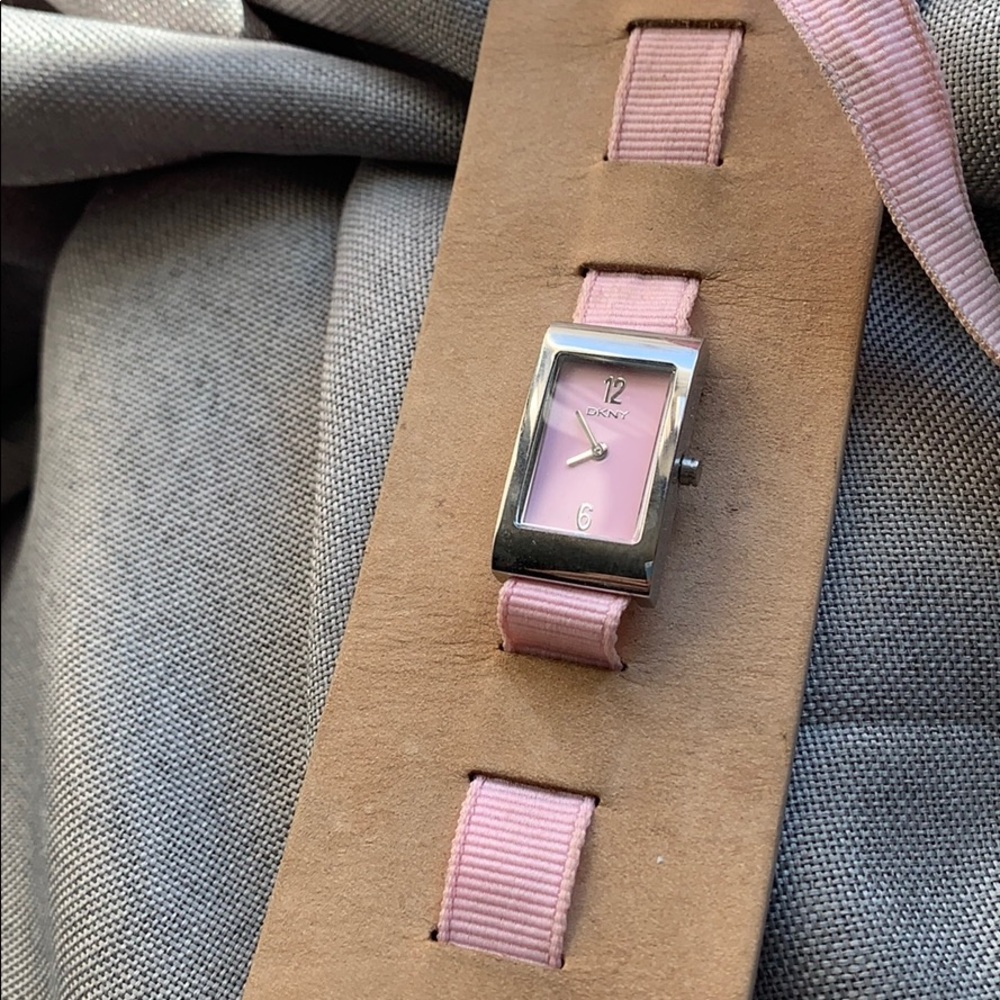 DKNY leather Pink face Ribbon Watch